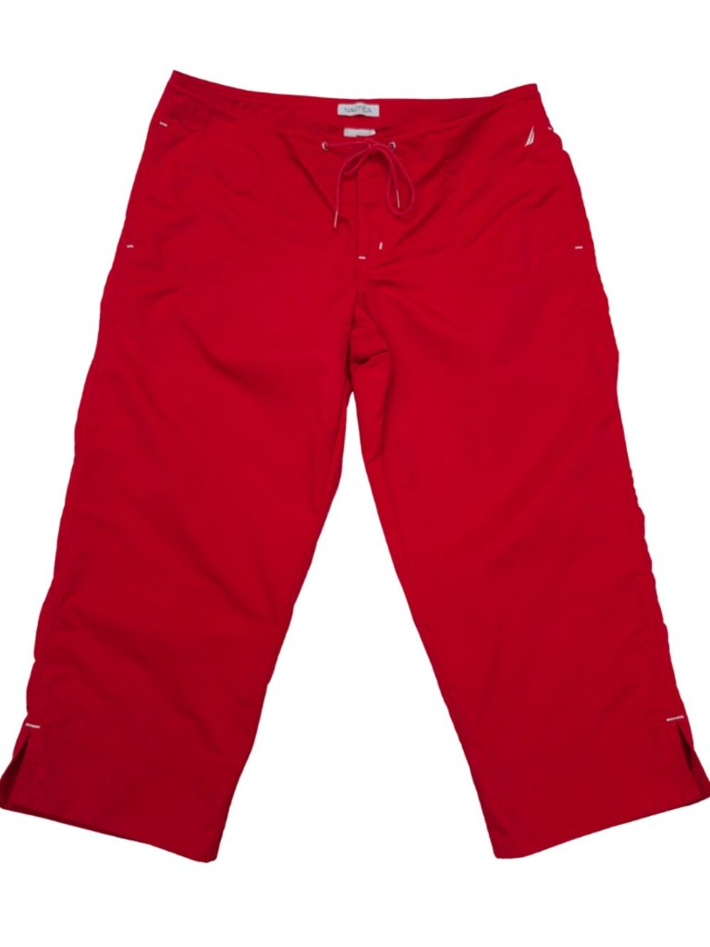 Nautica Womens Capri Pants Size M Red Nautical Casual Mid Rise Pockets